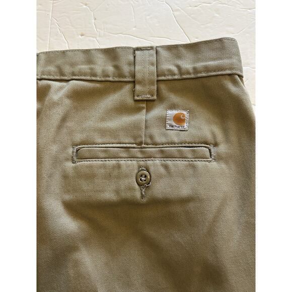 Carhartt Khaki 36x30 Chino Pants Relaxed Fit Washed Twill Tan Mens Casual Logo - Picture 7 of 12